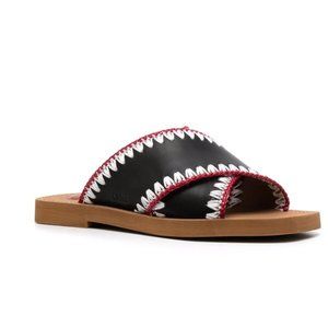 Chloé Woody Crossover Leather Slides 36 (6) Black